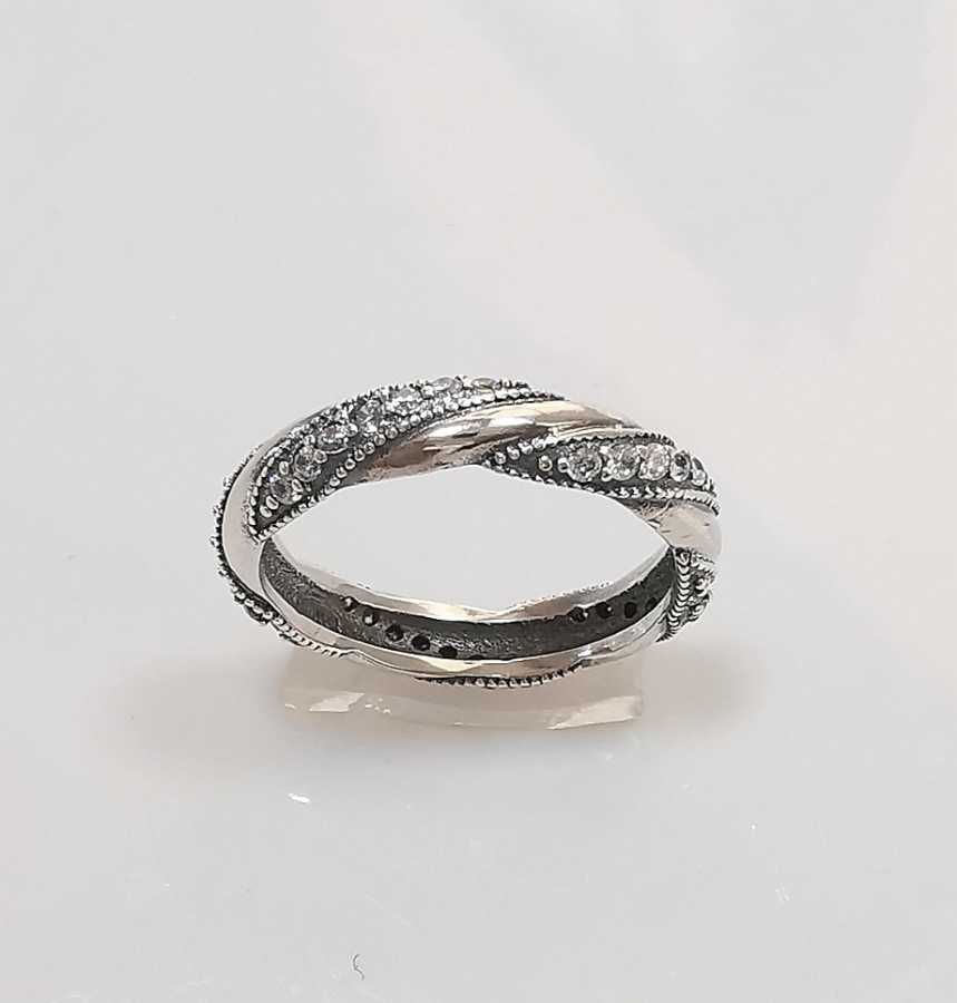 Anillo Plata925 1 Linea Circon Torcido