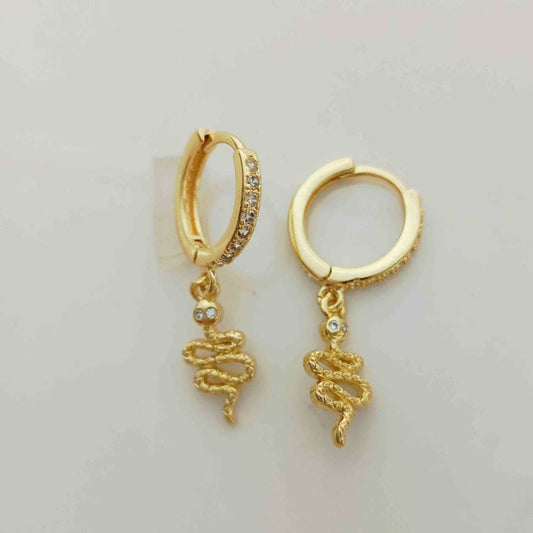 Aro Argolla Bañado en Oro Colgante Serpiente