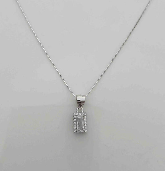 Collar Plata925 Circon Cuadrada