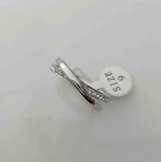 Anillo Plateado Dos Argollas Juntos
