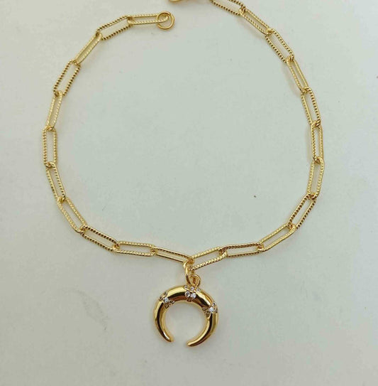 Pulsera Bañado en Oro 18K Colgante Luna Circones