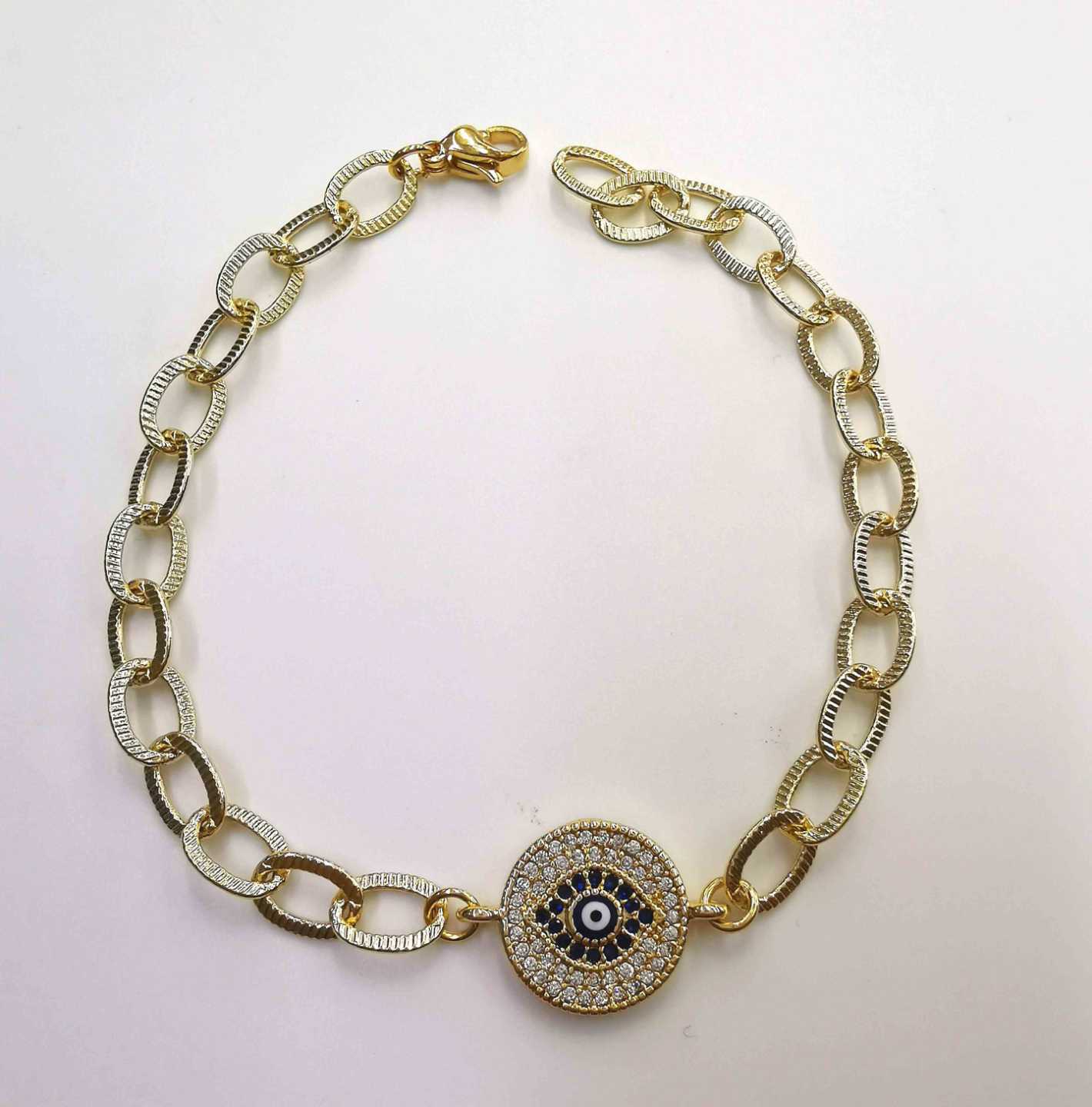 Pulsera Bañado Eslabon Ojo Circones