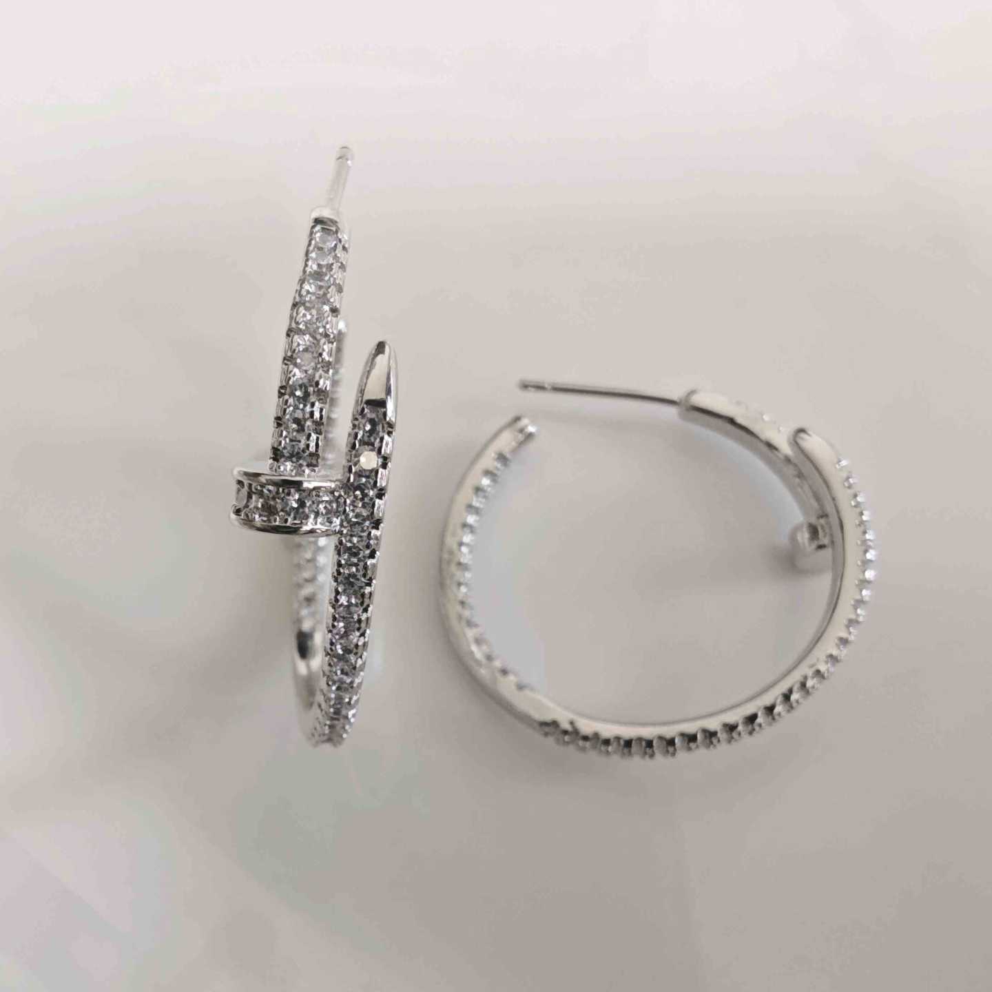 Aro Bañado en Plata Argolla Clavo Circones 30mm