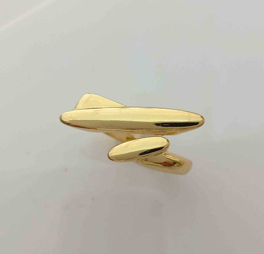 Anillo Bañado En Oro Linea Larga Y Cordo Ajustable