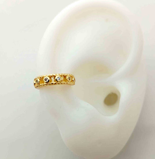 Aro Ear Cuff Bañado Oro 9 Punto Luz