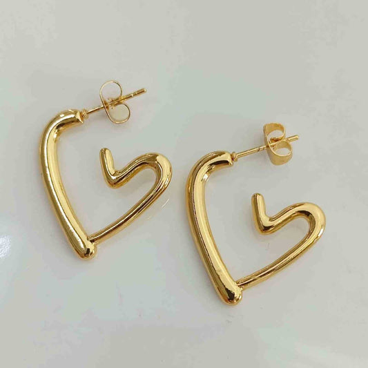 Aro de Acero Dorado Argolla Corazon 24mm 