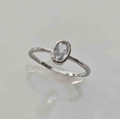 Anillo de plata925 solitario ovalos circon