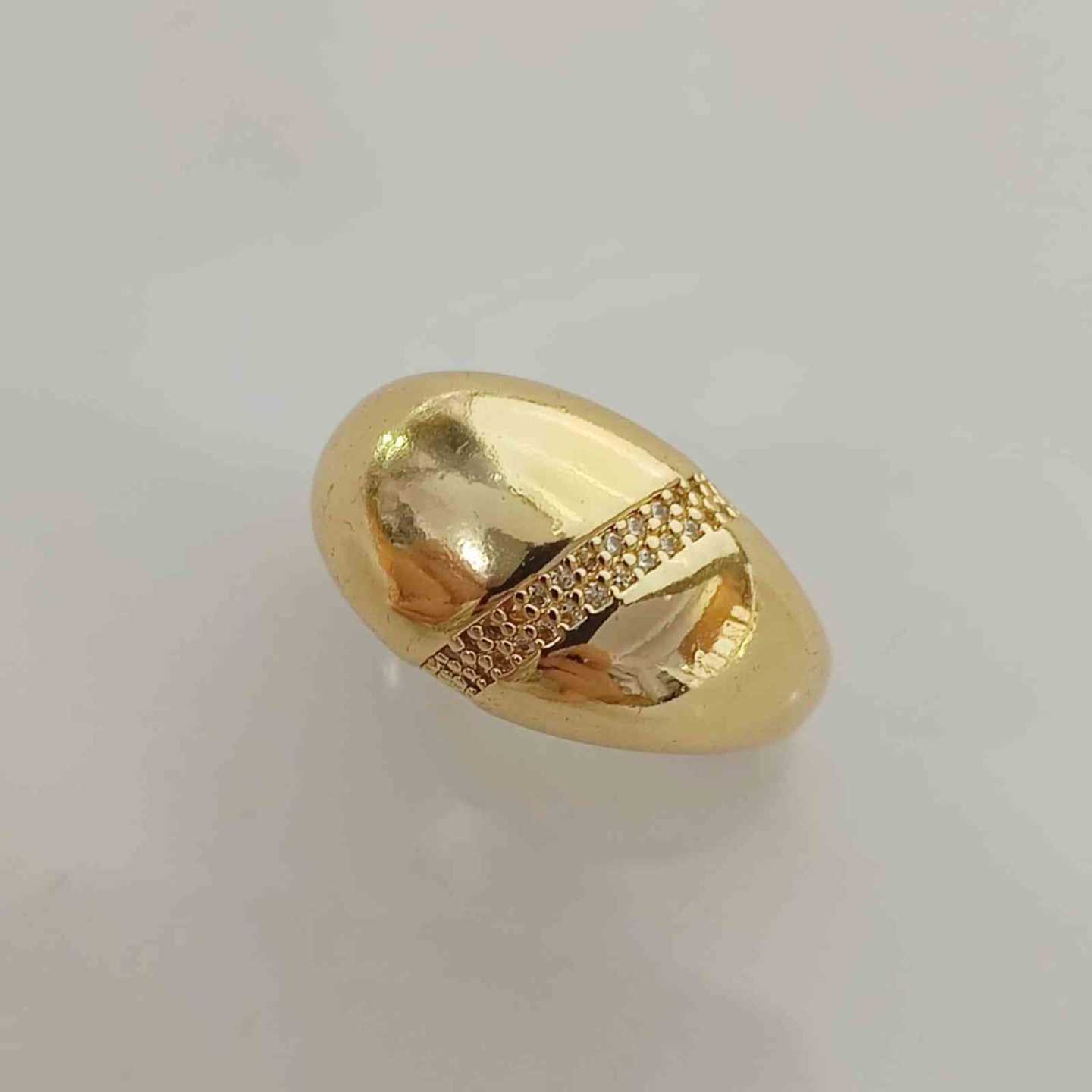 Anillo Bañado Oro 1 Linea Circones Sobre Anillo Ajustable 