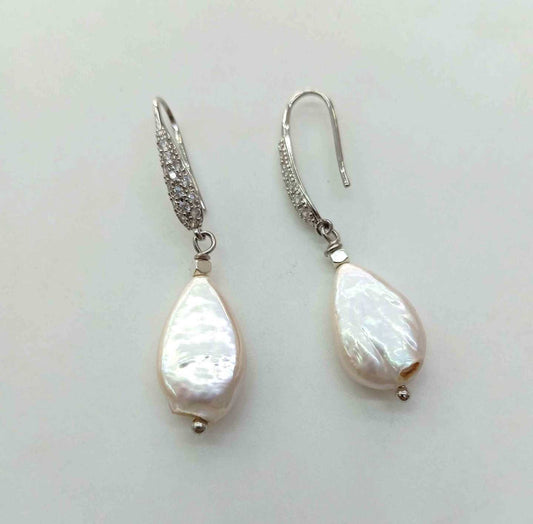 Aro Bañado Plata Colgante Perla Rio Gota