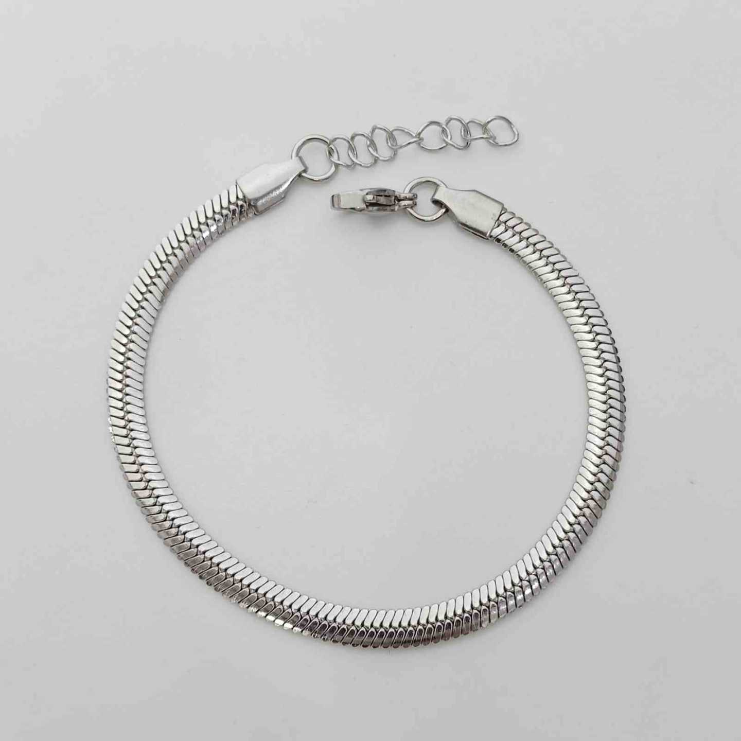 Pulsera de Acero Plateado Topo Plano