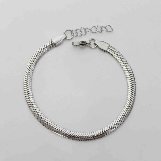 Pulsera de Acero Plateado Topo Plano