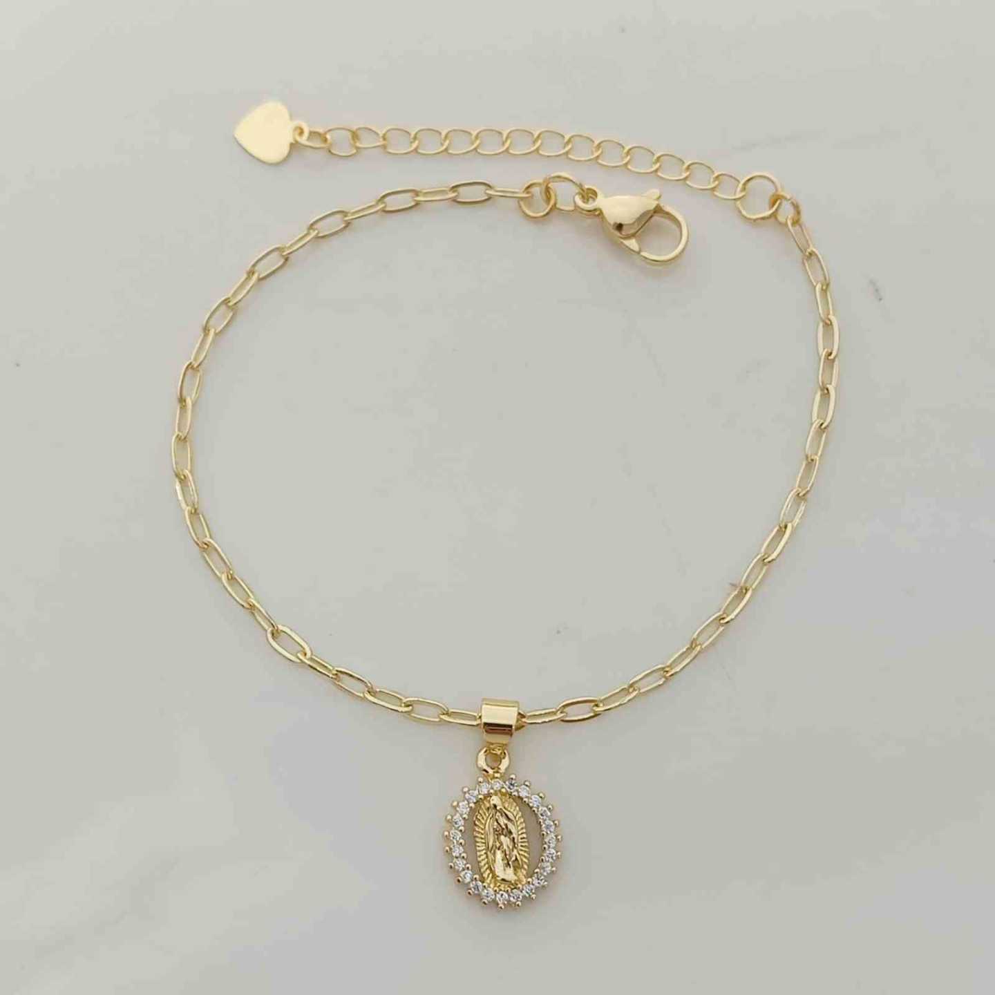  Pulsera Bañado Oro Virgen Cuararupe Circones 