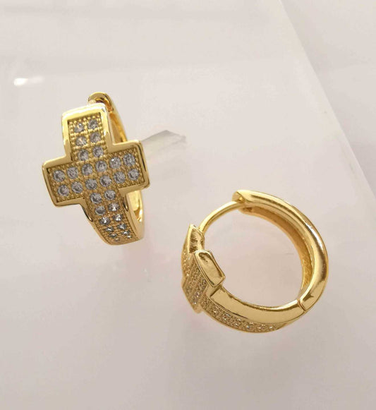 Aro Bañado en Oro 18k Argolla Cruz Circones Ancho