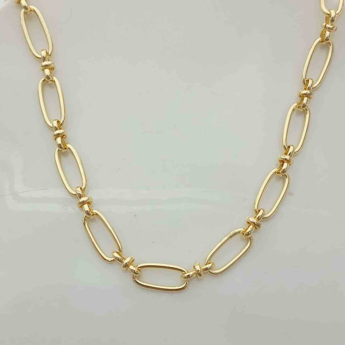 Cadena Bañado Oro Circulos Conecto Ovalos 45+5cm