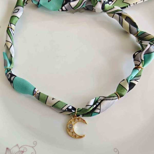 Collar pañuelo de seda Bañado Oro Colgante Dijes Varios