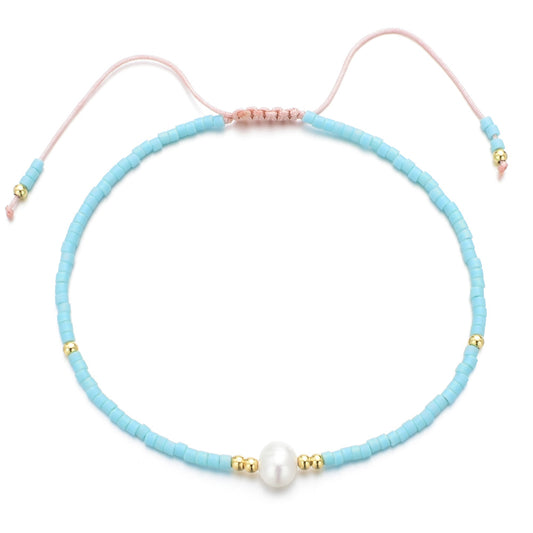 Pulsera Miyuki Celeste Y Perla Rio