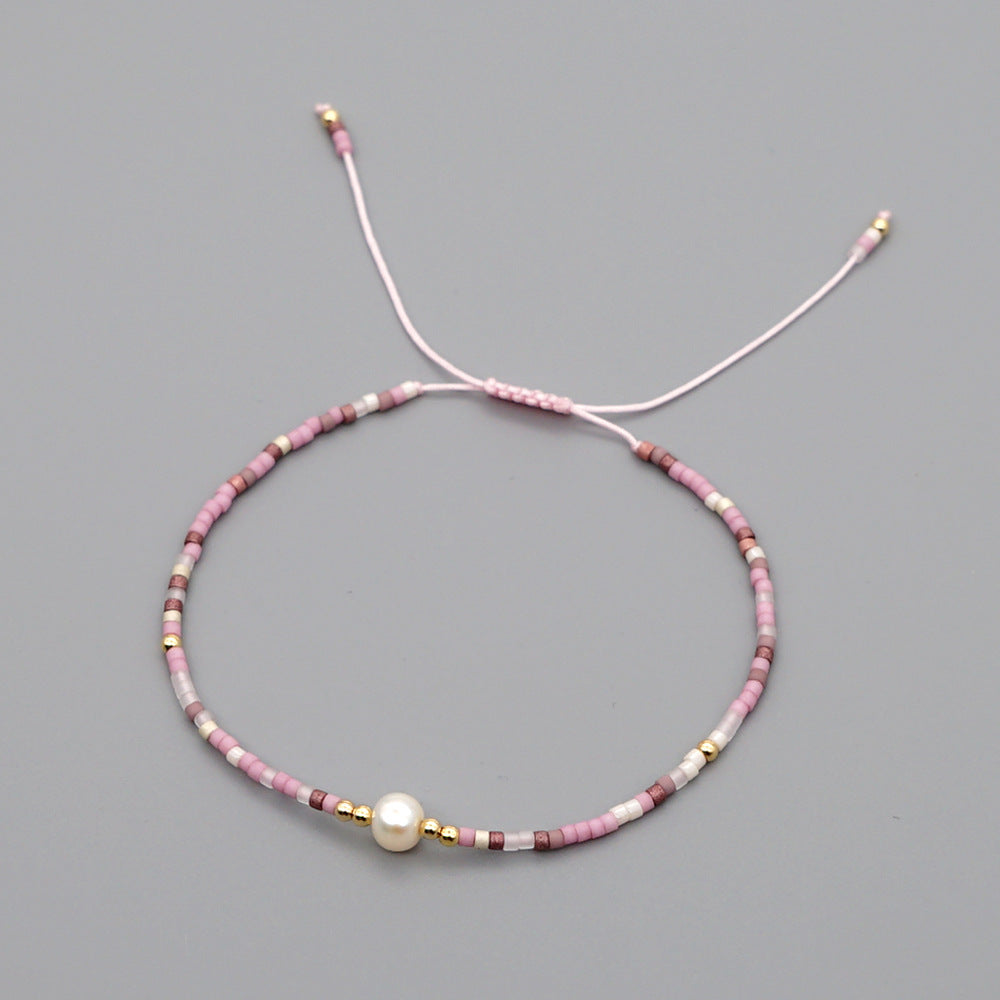 Pulsera Miyuki Rosado Blanco Y Perla Rio
