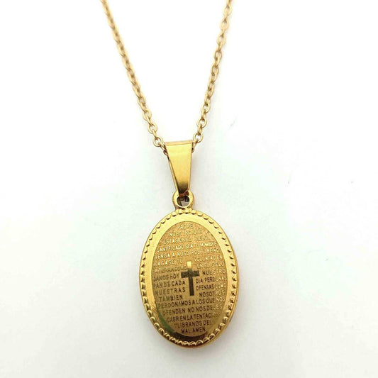 Collar Dorado Ovalo Padre Nuestro 21x18mm