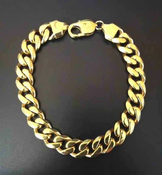 Pulsera Hombre Dorada Cartiel 1:1 Gruesa
