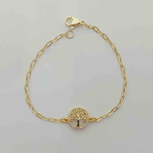 Pulsera Bañado en Oro 18k Centro Arbol Circones Medio