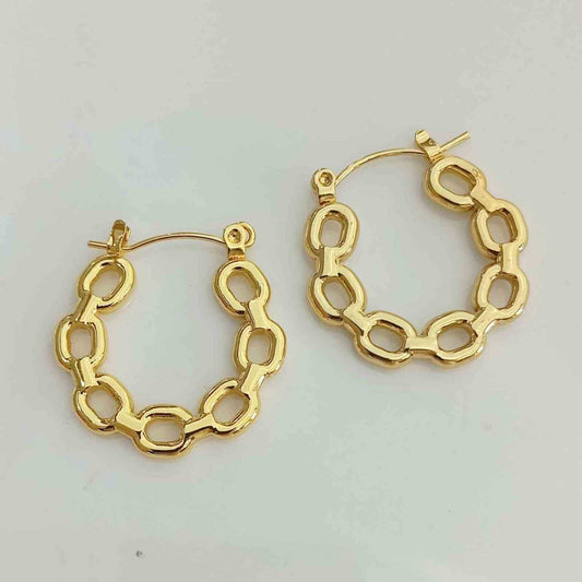  Aro de Acero Dorado Argolla Forma Cadena 25mm 