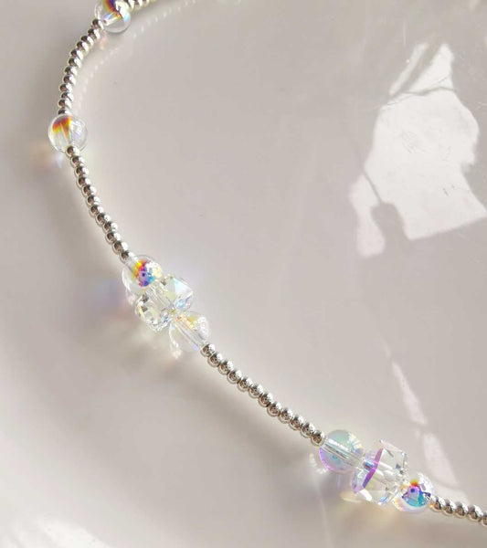 Collar Plata925 Pelotita Cristal Tornasol