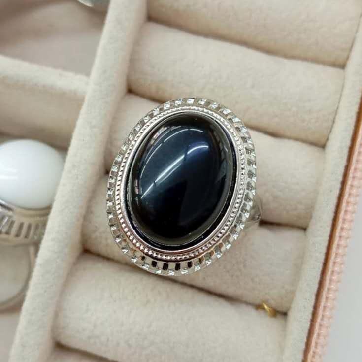 Anillo Bañado Plata Ovalo y Piedras Naturales