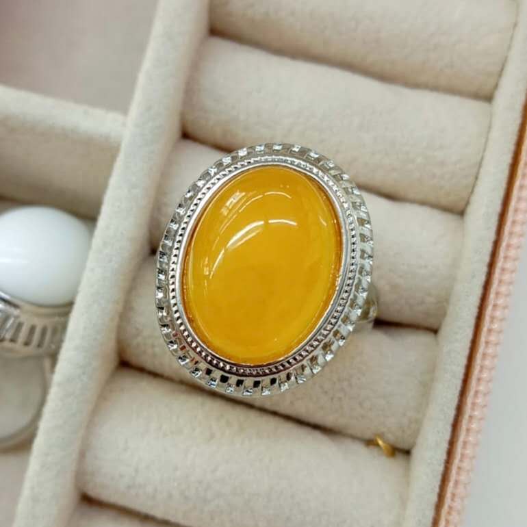 Anillo Bañado Plata Ovalo y Piedras Naturales