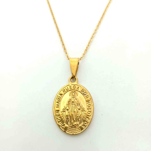 Collar Dorado Virgen Rayo 24x12mm
