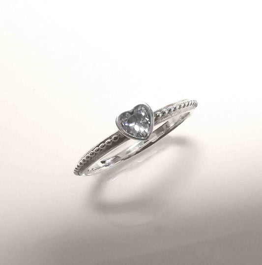Anillo Plata Forma Corazon Punta Circon