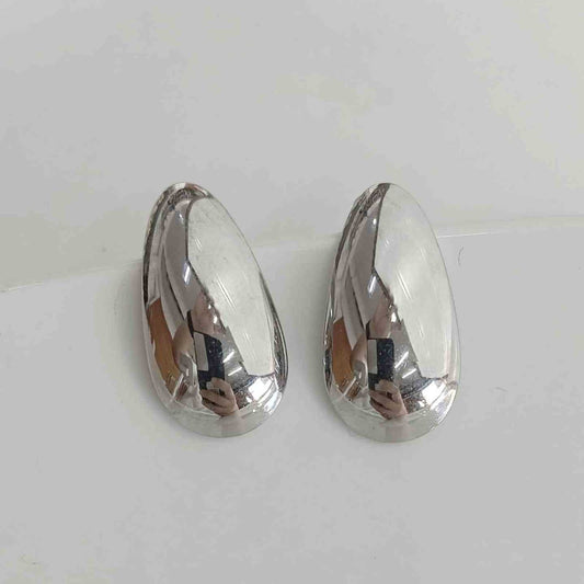 Aro de Acero Plateado Gota Liso