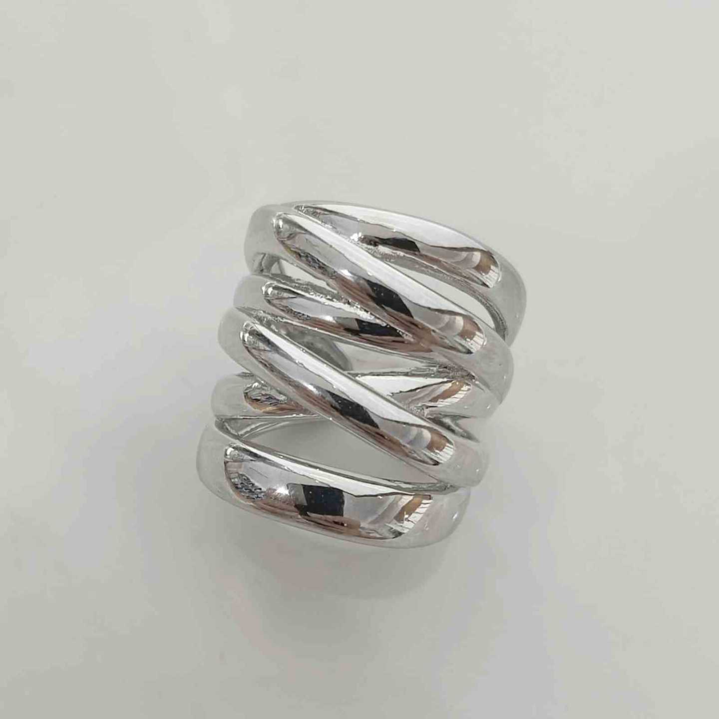 Anillo Bañado Oro 2 Cruzado Ancho Ajustable