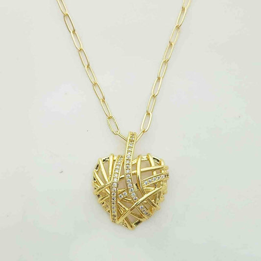 Collar Bañado en Oro 18k Corazon Circnes 38x30mm 60cm 