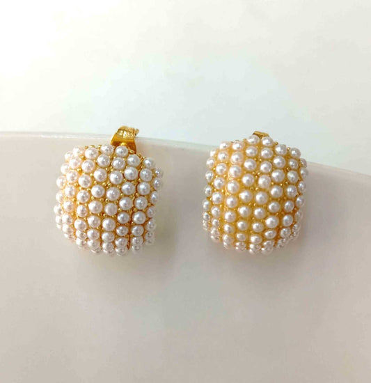 Aro Bañado Oro Medio Argolla Perlas