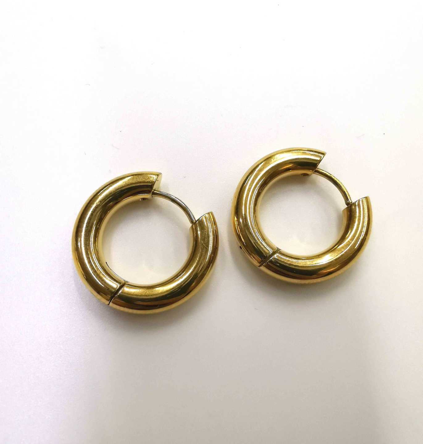 Aros Argolla Circular Dorada Acero Inoxidable Tubo Ancho 4mm Chunky 20mm y 22mm