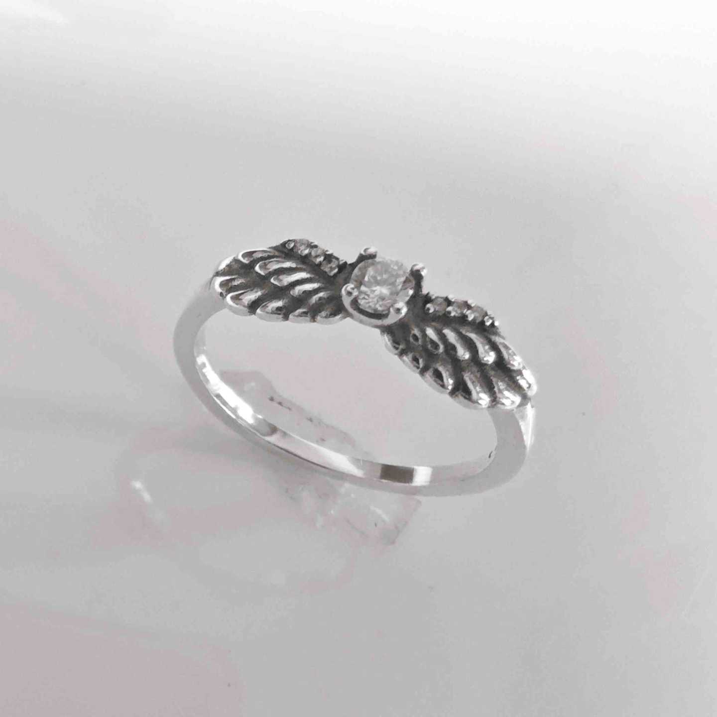 Anillo Plata925 Punto Luz Medio en Alas