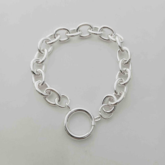 Pulsera Plateada Eslabon Gruesa