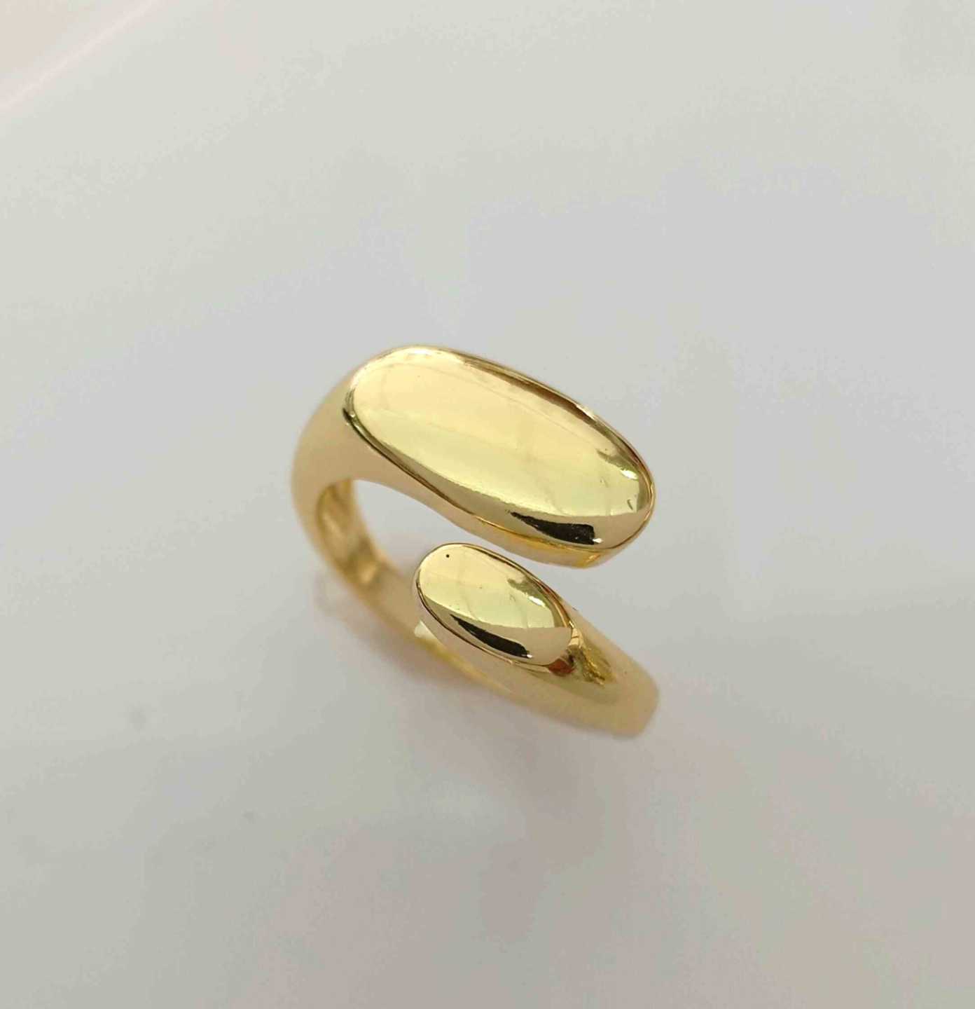 Anillo Bañado En Oro Dos Ovalado Ajustable