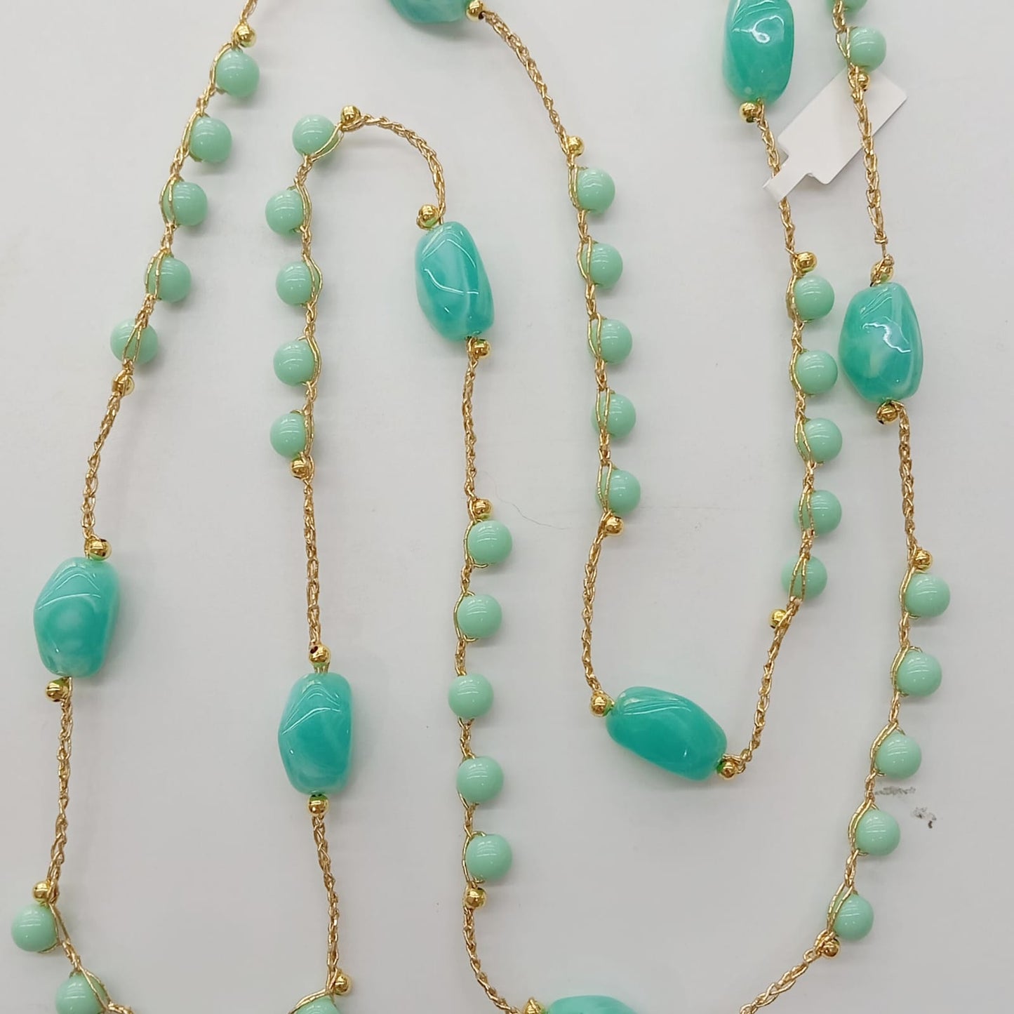 Collar Larga Bañado Oro Cristales