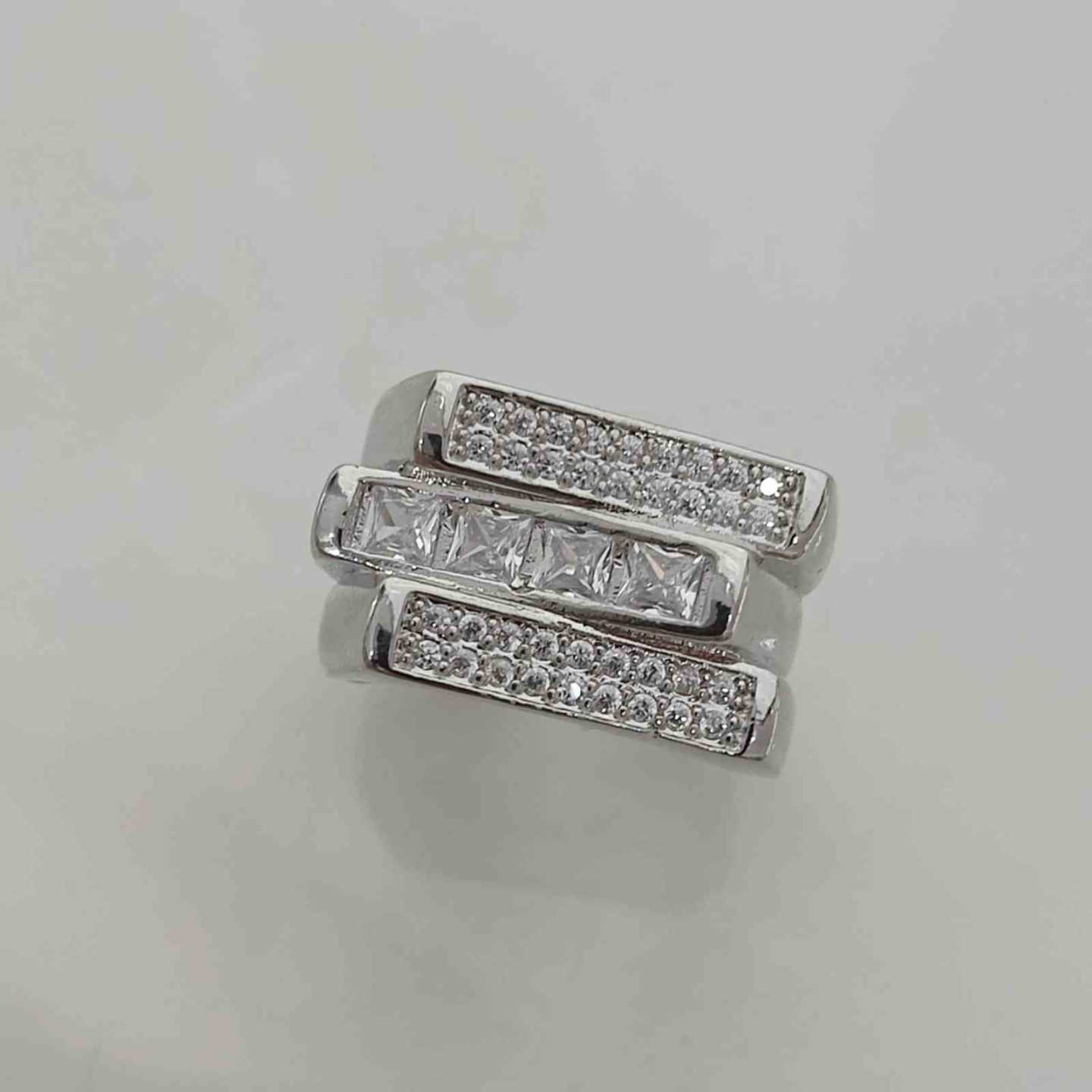 Anillo Bañado En Plata 3 Forma Circones Ancho Ajustable