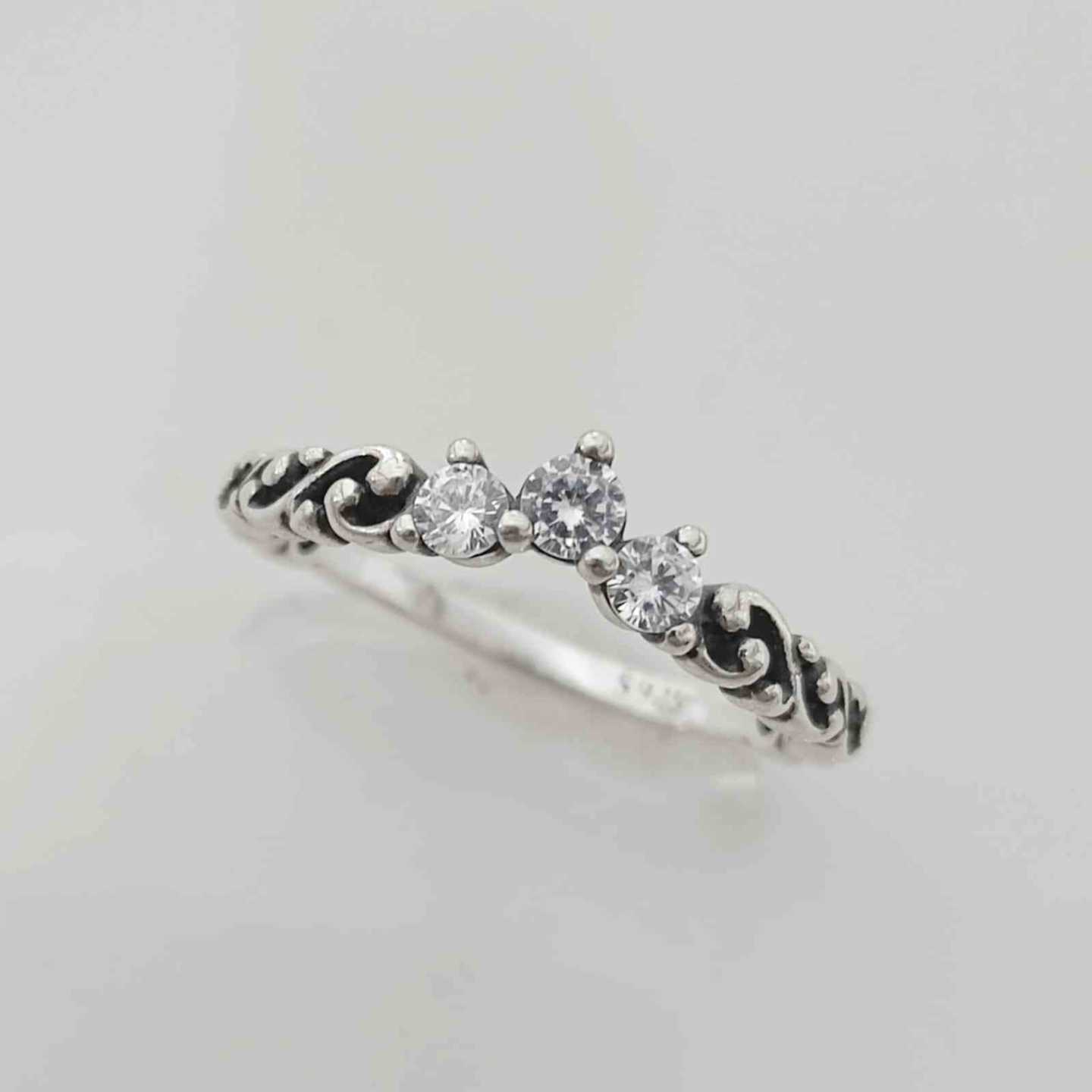 Anillo Plata925 3 Circones en Tallado Ondas