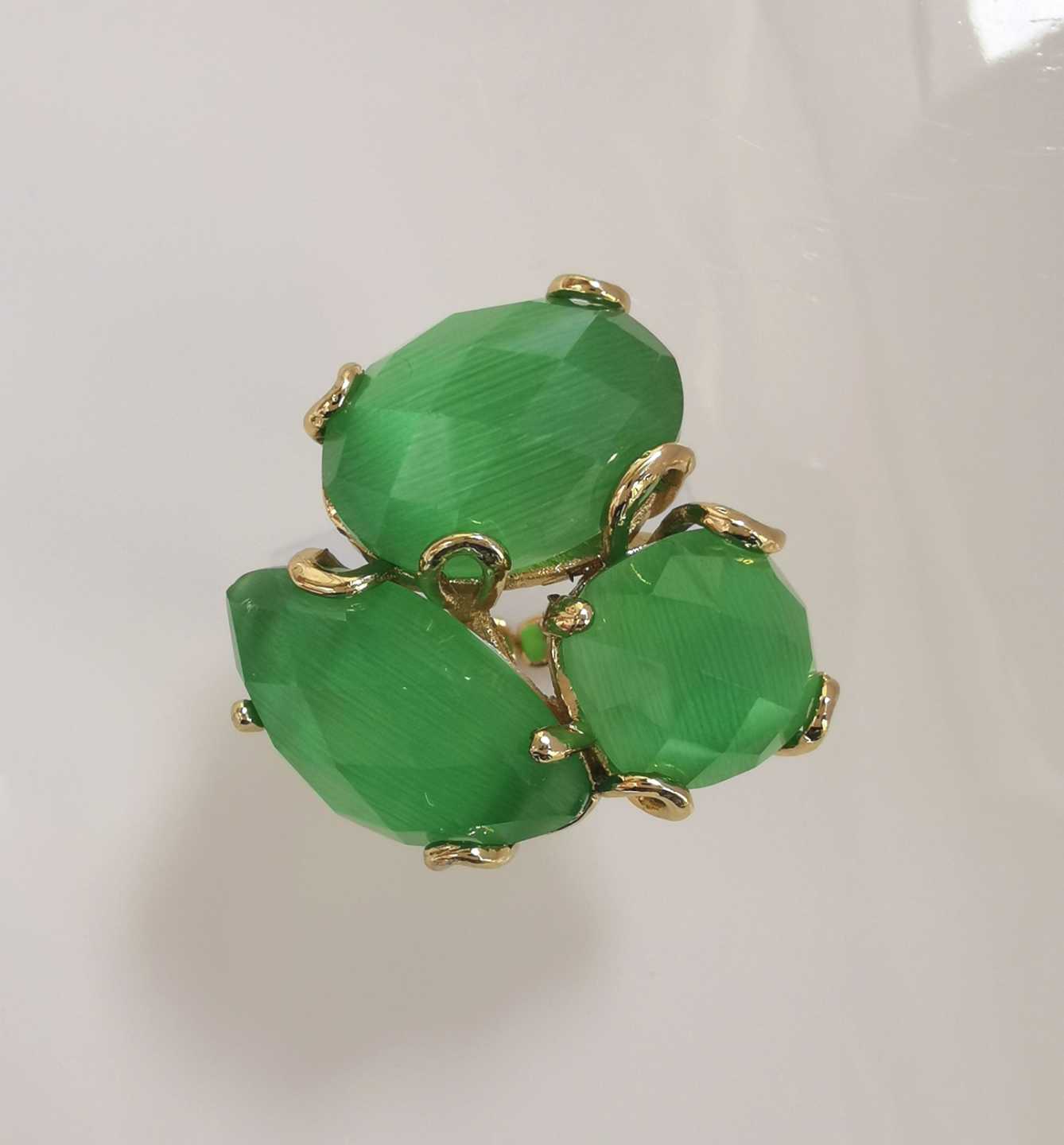 Anillo Bañado Oro Piedras Ajustable