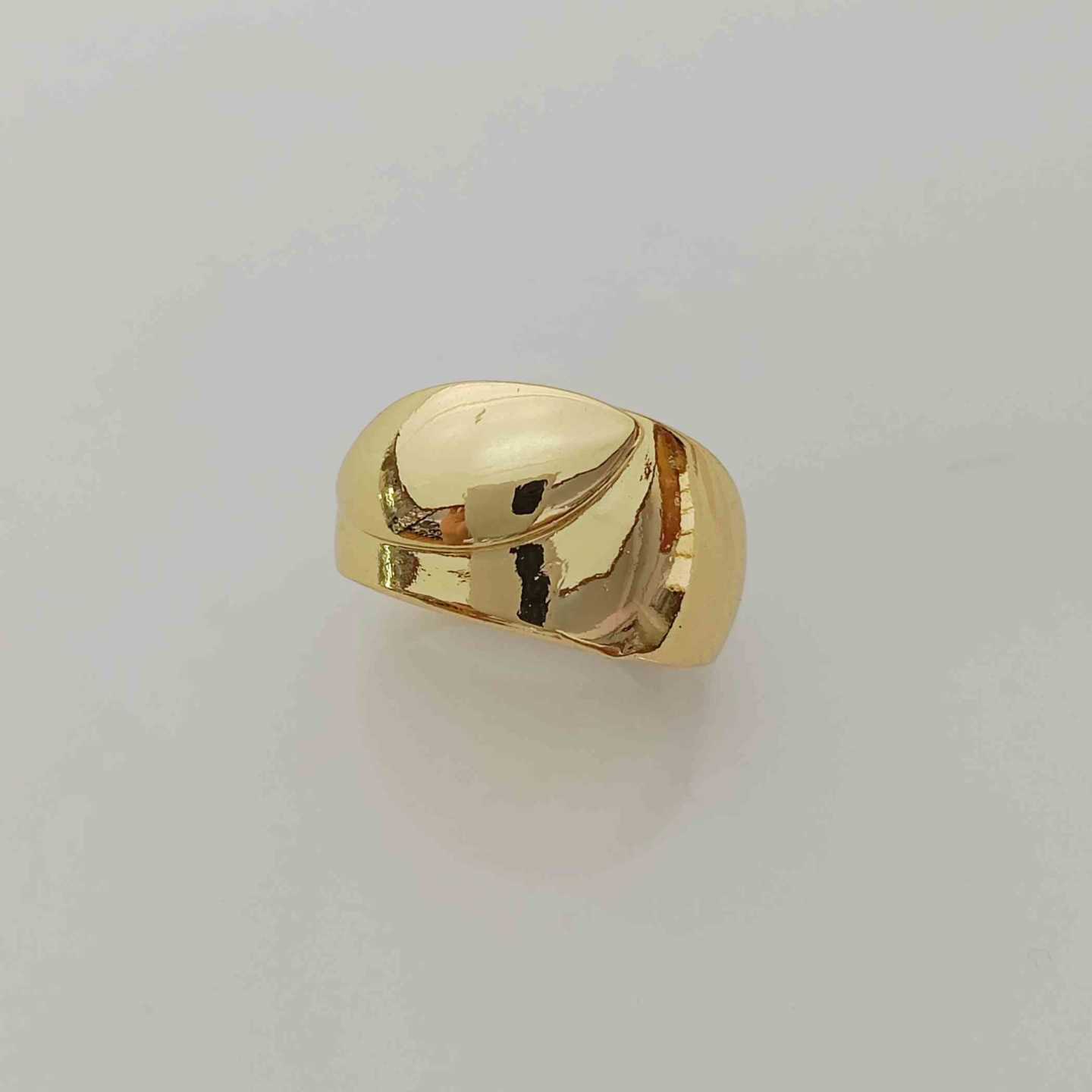 Anillo Bañado Oro Ovalo Sobre Anillo Ajustable