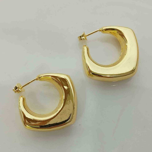 Aro Bañado en Oro 18k o en Plata Cubo Curadrado Liso