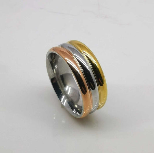Anillo Acero inoxidable Argolla Tricolor