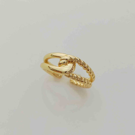 Anillo Bañado Oro U Cruzado Ajustable