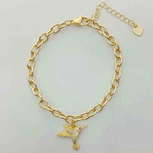 Pulsera Bañado Oro Colg. Colibri Circones 
