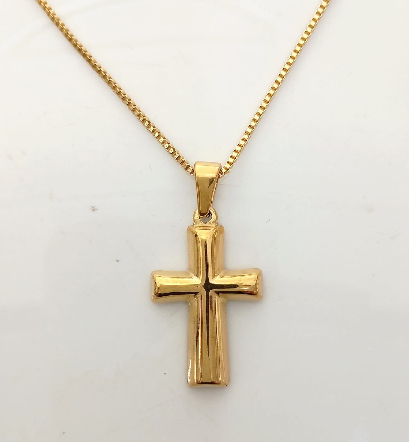 Collar de Acero Dorado Cruz Cruezo 35*22mm