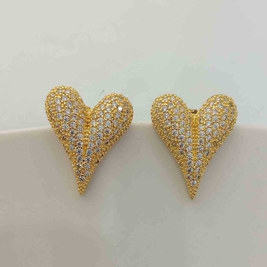 Aro Bañado en Oro 18k Corazon Grande Circones 