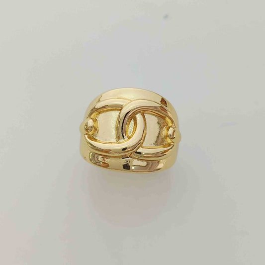 Anillo Bañado En Oro 18k 2 Circulo Juntos Ajustable